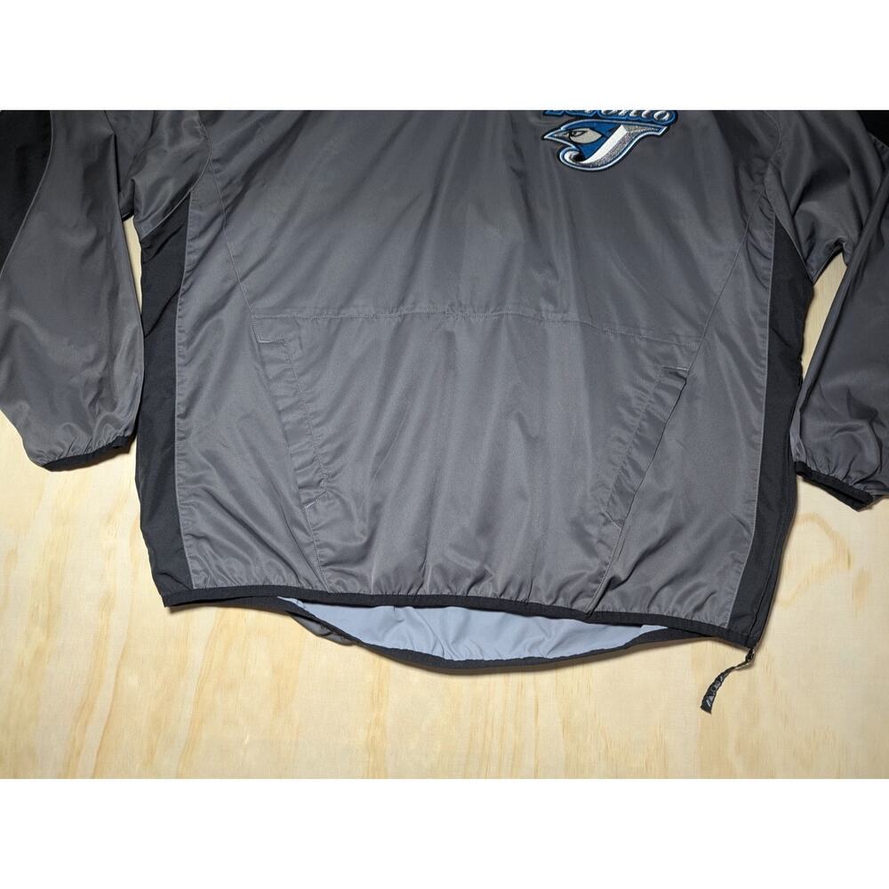 Majestic Men's Large Toronto Blue Jays MLB Authentic Pullover Jacket Grey Black - Picture 2 of 13